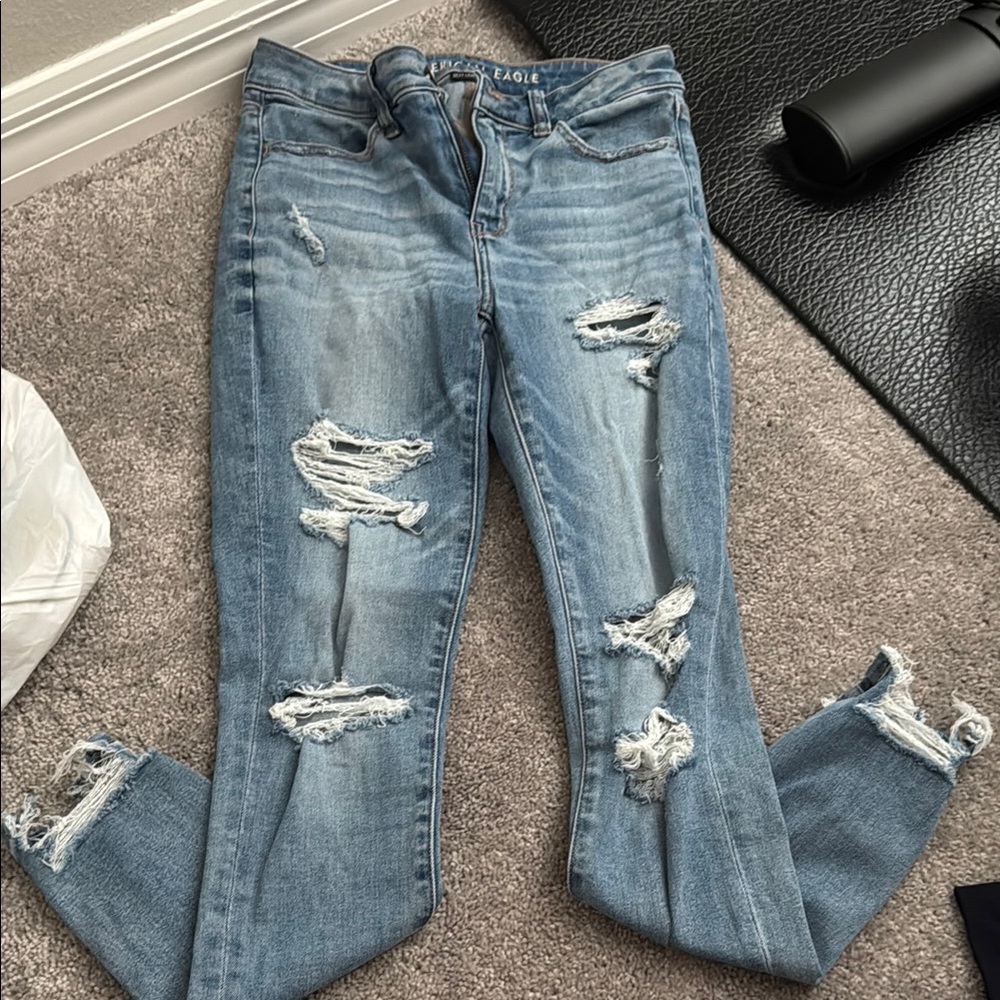 Women's Distressed Blue Jeans